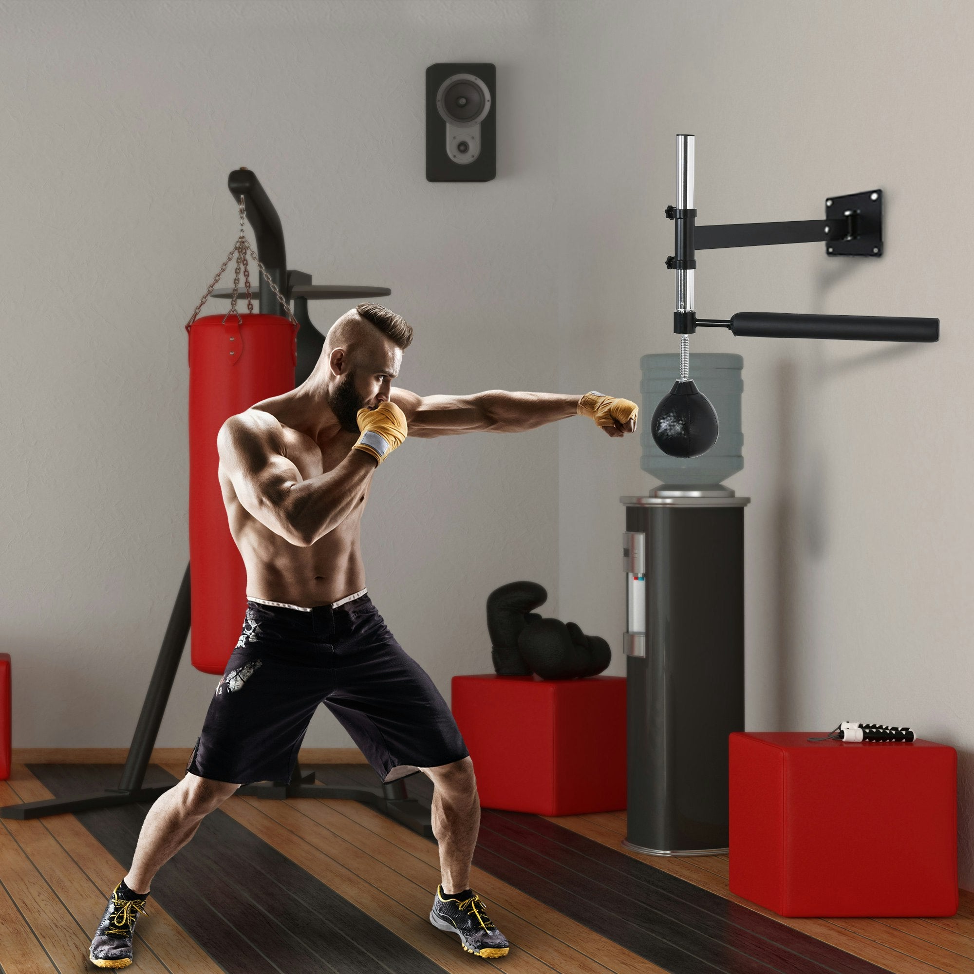 Adjustable Wall-Mounted Speed Bag Platform for Boxing Training
